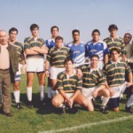 Antonio Mejías, junto a jugadores salidos del Colegio Aljarafe que jugaban en el Ciencias y el Universidad de Sevilla.