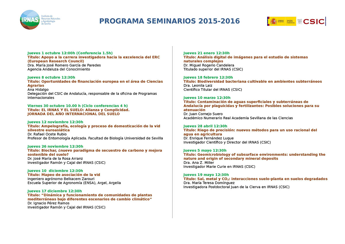 Lee más sobre el artículo Programa Seminarios 2015-2016