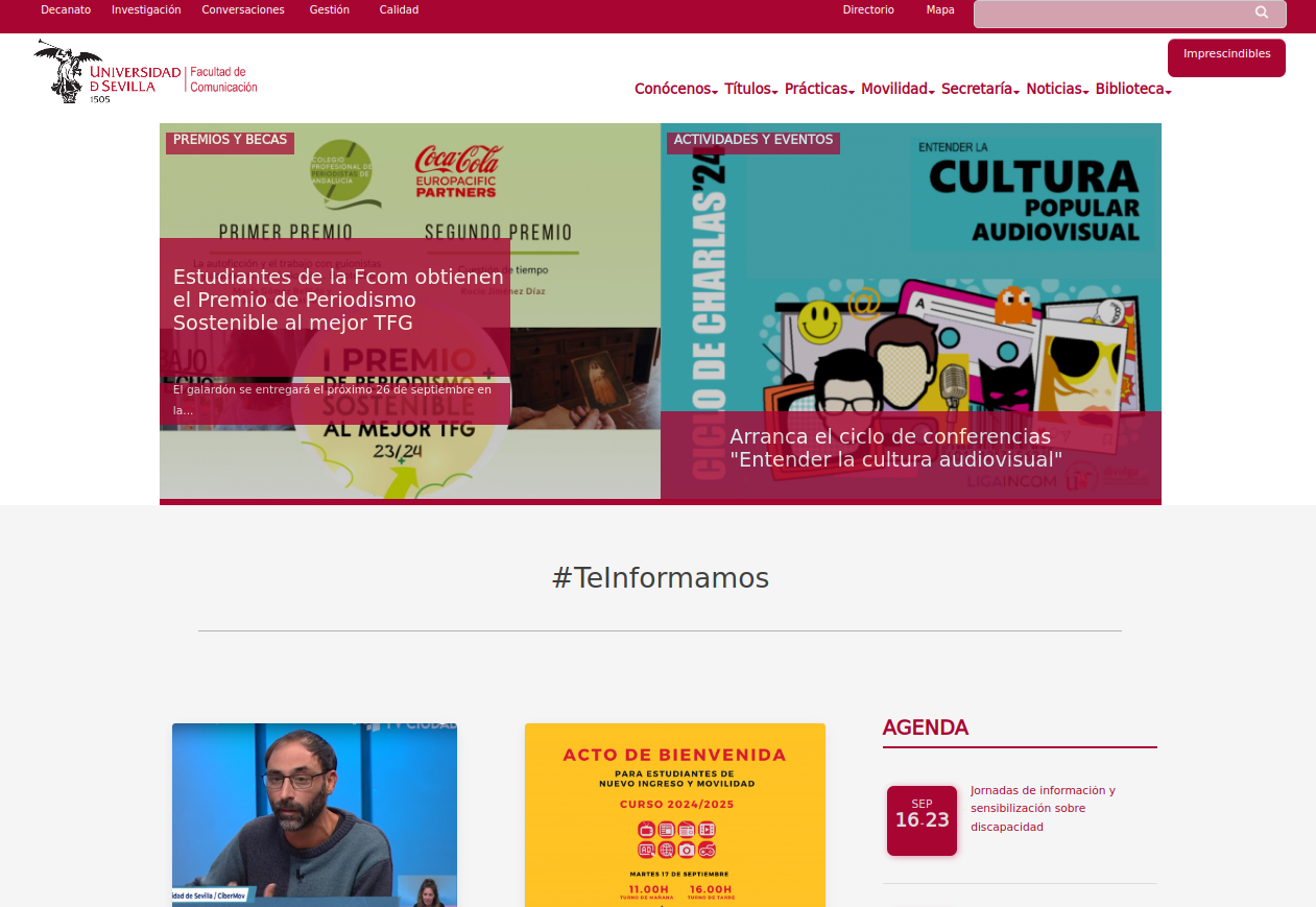 Web de la Facultad de Comunicación de la Universidad de Sevilla